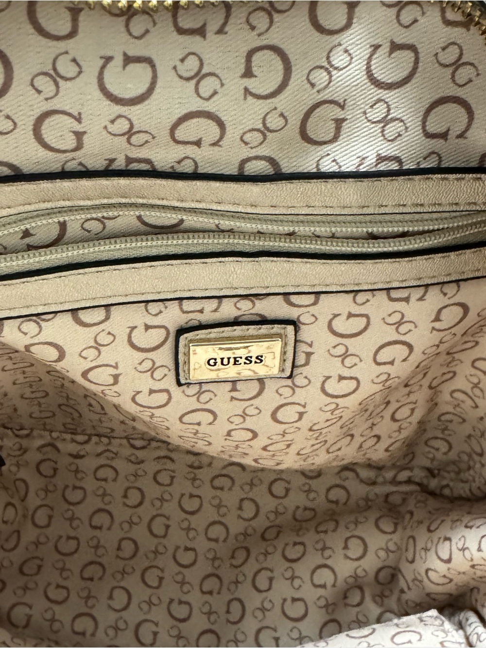 GUESS Metallic Gold Signature Mini Backpack - Picture 3 of 6